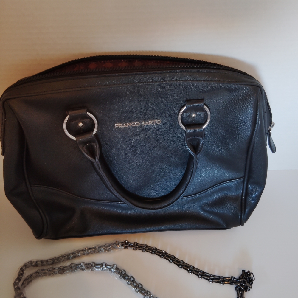 Franco Sarto Black Satchel with Chain Strap